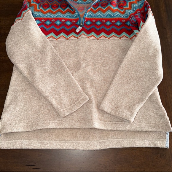 Orvis Fleece Quarter 1/4 Zip Pullover Sweater Aztec Southwest Womens  Small - Picture 5 of 9